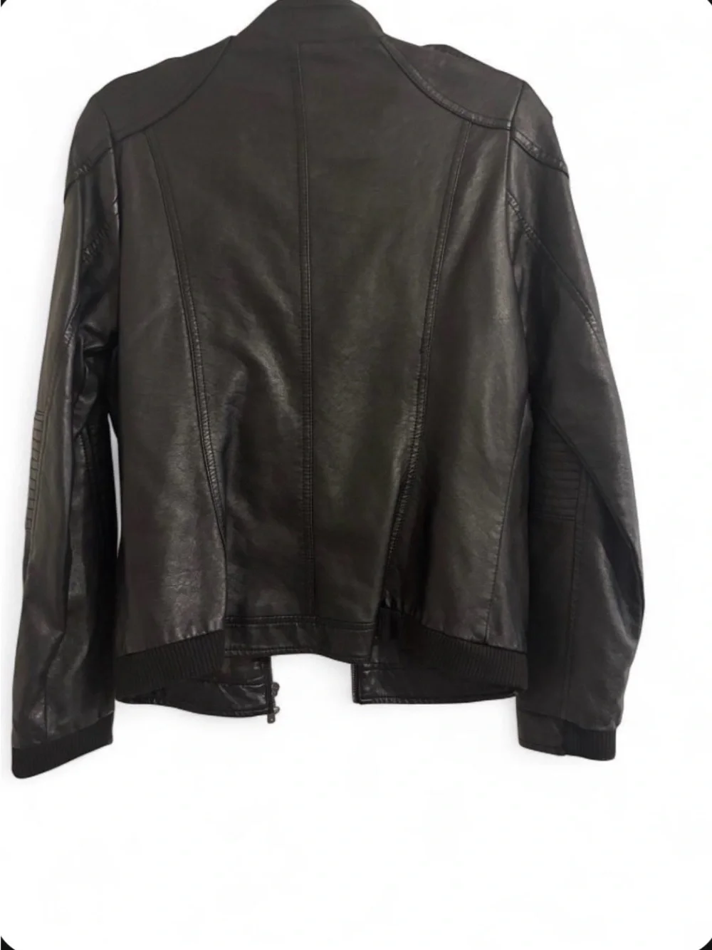 Signature Studio Black Faux Leather Jacket - Minimal Logo Detail